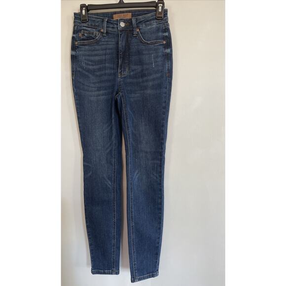 NEW JUDY BLUE LOS ANGELES SKINNY WOMENS JEANS DISTRESSED DARK WASH SIZE‎ 1/25 - Picture 3 of 6